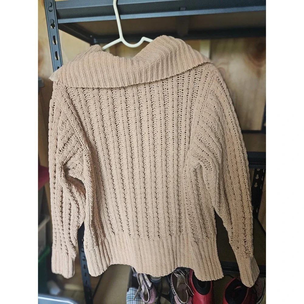Aerie Cable ChunkyQuarter Zip Sweater, fcozy chenille knit‎  oversized Size XXS